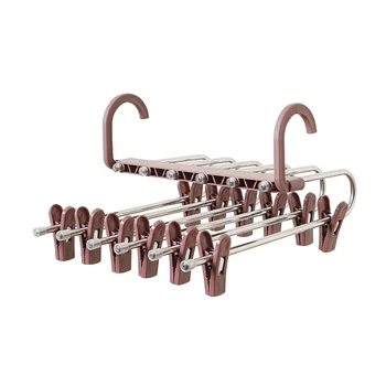 

Multi-function Pants Hanger Telescopic Foldable 6 Tier Trousers Drying Rack Clip 91AD