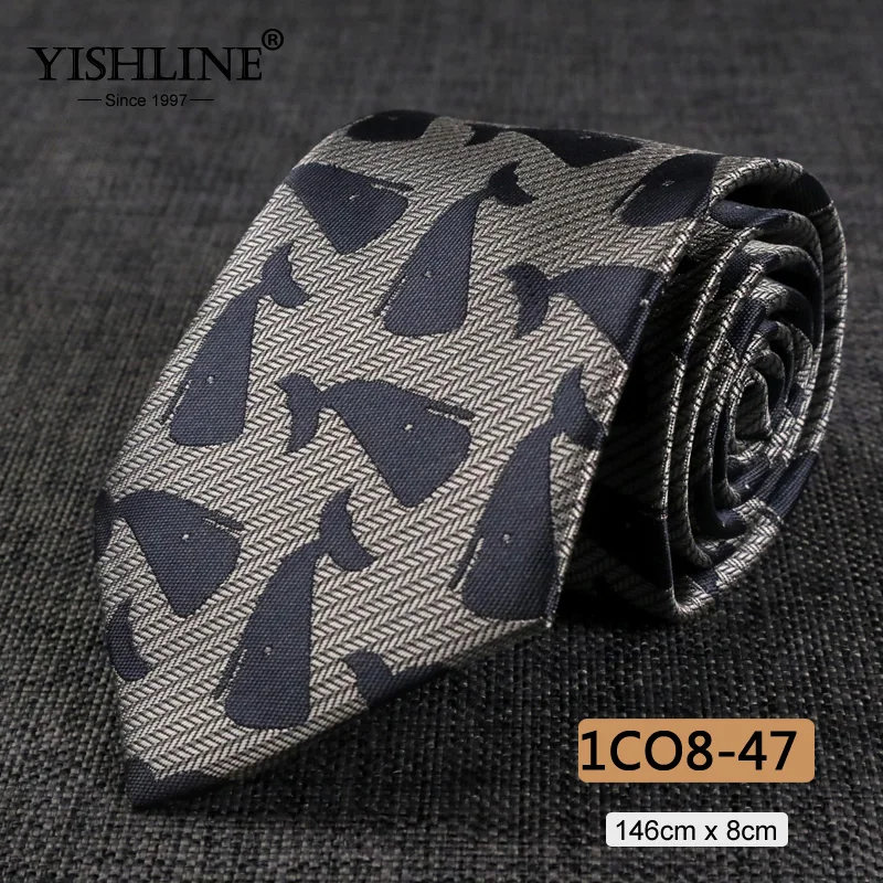 1CO8-47 YISHLINE, распродажа, 8 см, мужские галстуки, классический галстук, синий, для мужчин, в полоску, в клетку, серый, розовый, деловой галстук для жениха, свадебные аксессуары - Цвет: 1CO8-47