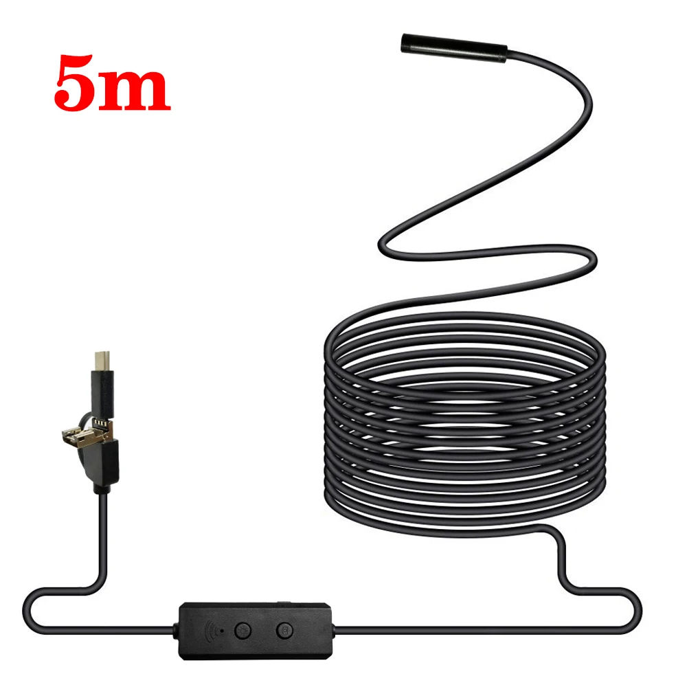 5M Бороскоп IP67 8 мм Windows2000/Windows Xp/Vista/Windows7/Windows8 8 светодиодный Инспекционная камера Micro USB/TYPE-C wifi эндоскоп - Цвет: 5M