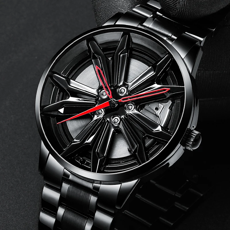 NIBOSI New Men Car Wheel Watch Sport Waterproof Men's Watches Red Custom Design Rim Hub Creative  Wrist Watch Relogio Masculino