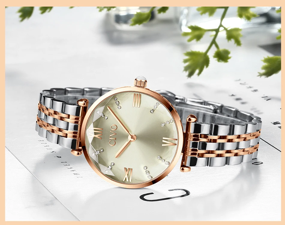 CIVO роскошные часы с кристаллами женские водонепроницаемые часы из розового золота со стальным ремешком женские наручные часы Топ бренд браслет часы Relogio Feminino