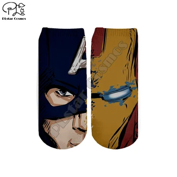 

PLstar Cosmos Marvel Ironman Deadpool 3D Printed Women/men/boy/girl Cartoon Socks Summer Autumn Funny Short Ankle Socks Style-3