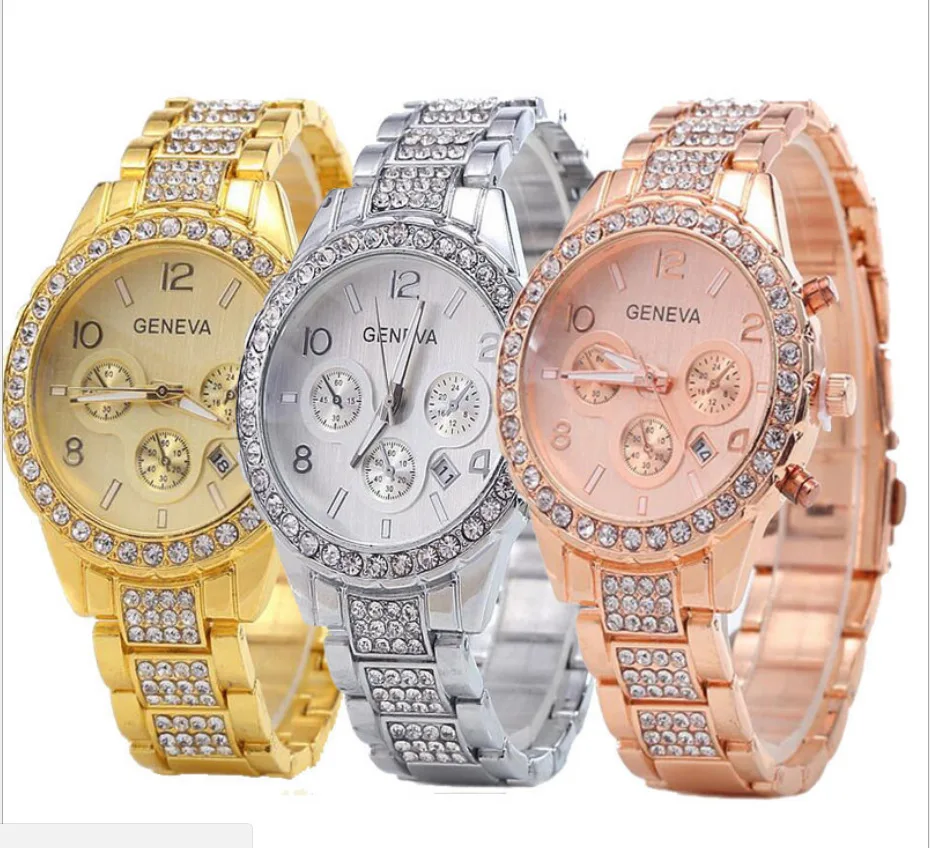 

Geneva Quartz CRYSTAL Wrist Watch Women Ladies Stai