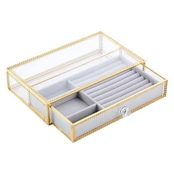 

Jewelry Storage Box Ring Earrings Necklace Storage Jewelry Display Box Jewelry Finishing Lace-Trimmed Jewelry Box