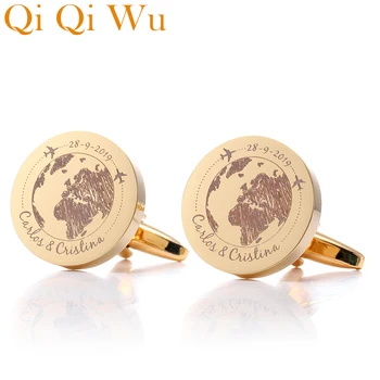 

Qi Qi Wu Gold Custom Engraved Pilot Flyer Cuff links Buttons Gift Personalized Airman Aviator Shirt Cufflinks Flier Mens Jewelry