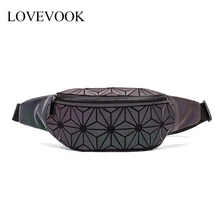 LOVEVOOK поясная сумка Женская поясная сумка для девочек маленькая сумочка поясная сумка женская мини-банан Геометрическая светящаяся сумка