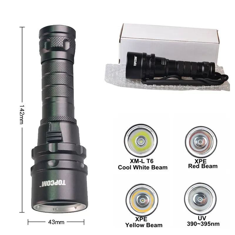 Фото TMWT Портативный 10 W CREE XML T6 светодиодный фонарик Дайвинг красный УФ желтый Факел Flash TMWT Портативный 10 W CREE XML T6 светодиодный фонарик Дайвинг красный УФ желтый Факел Flash