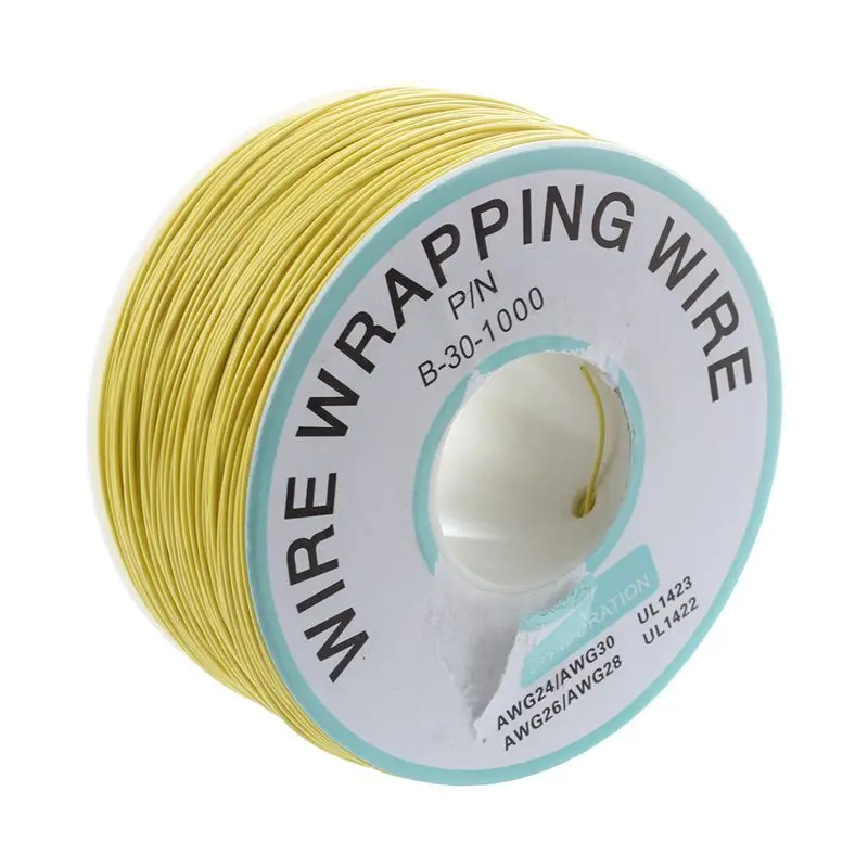 ABHU-Желтое покрытие ПВХ Оловянная медная обертка ping Wire wrap 305 м 30AWG кабельная катушка