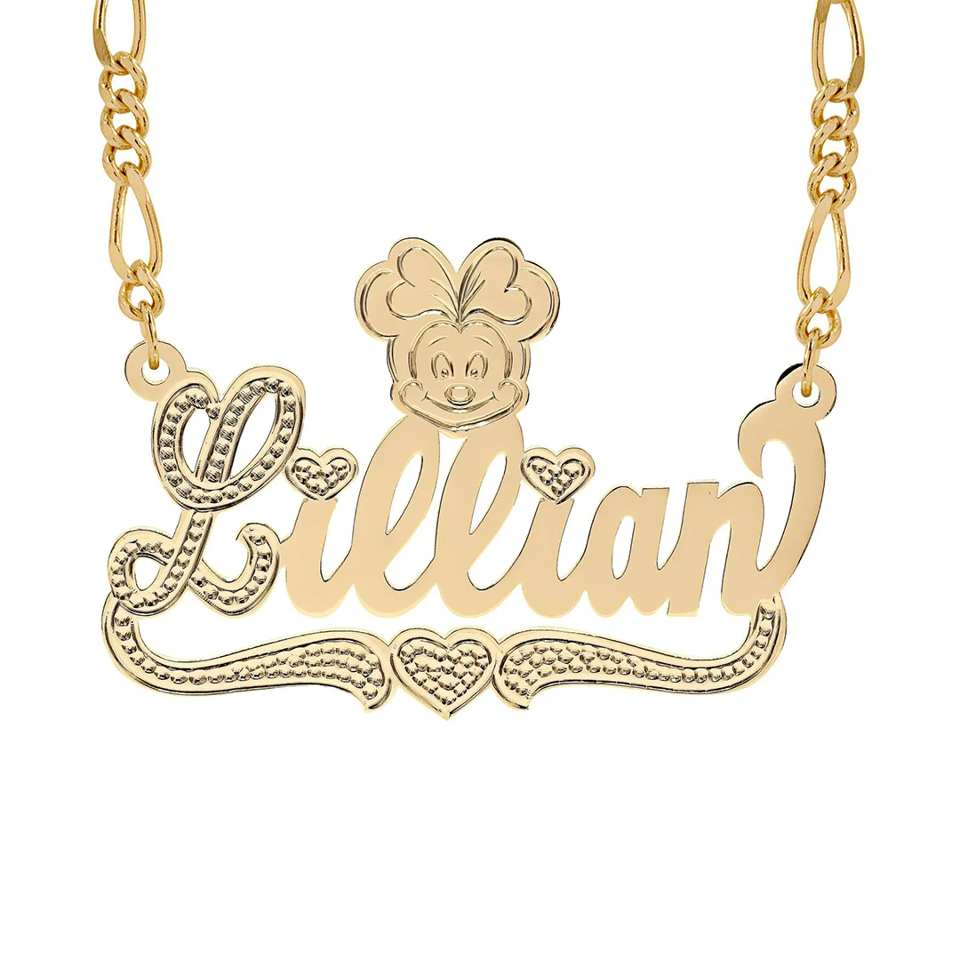 Customized Kids Cartoon Name Necklace With Heart Two Tone Necklaces 18K Gold-Plate Pendant For Children's Jewelry Christmas Gift