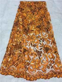 

2019 African Lace Fabrics Latest Nigerian Wedding Lace Fabrics Embroidered Tulle French Laces Materials With sequins