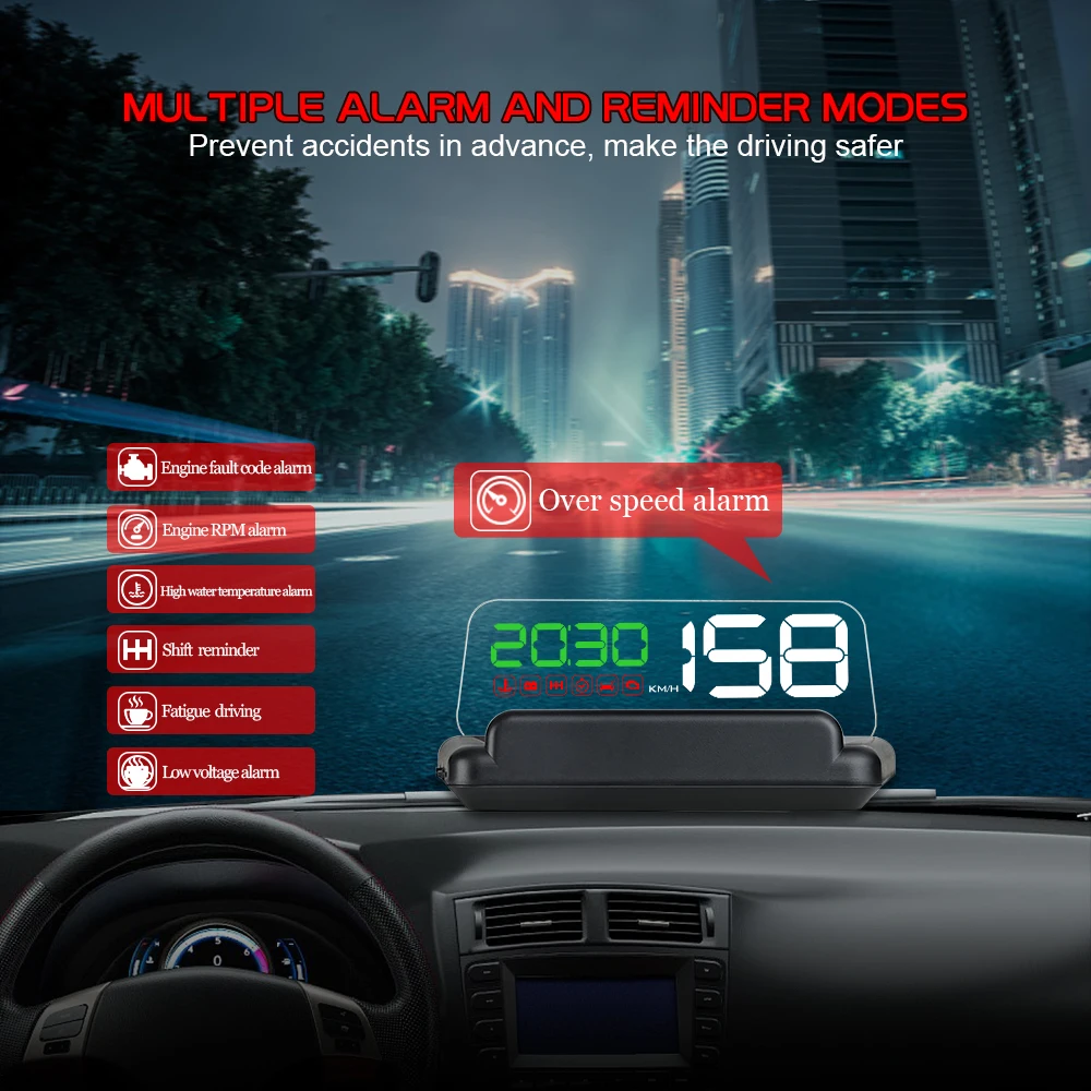 C500 OBD2 Hud Дисплей проектор Цифровой Автомобильный спидометр бортовой компьютер расход топлива напряжение