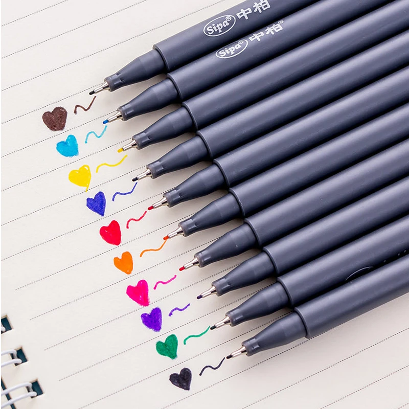 Гелевая ручка для 10 шт./партия, тонкая цветная ручка с крючками, 0,38 мм, ручка для рисования, игольчатая ручка, подарок для детей, Канцтовары для обучения, школьные принадлежности