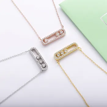 

YinDX New 925 Sterling Silver Necklace Can Move Shining Charm Luxury Necklace Suitable For European Women