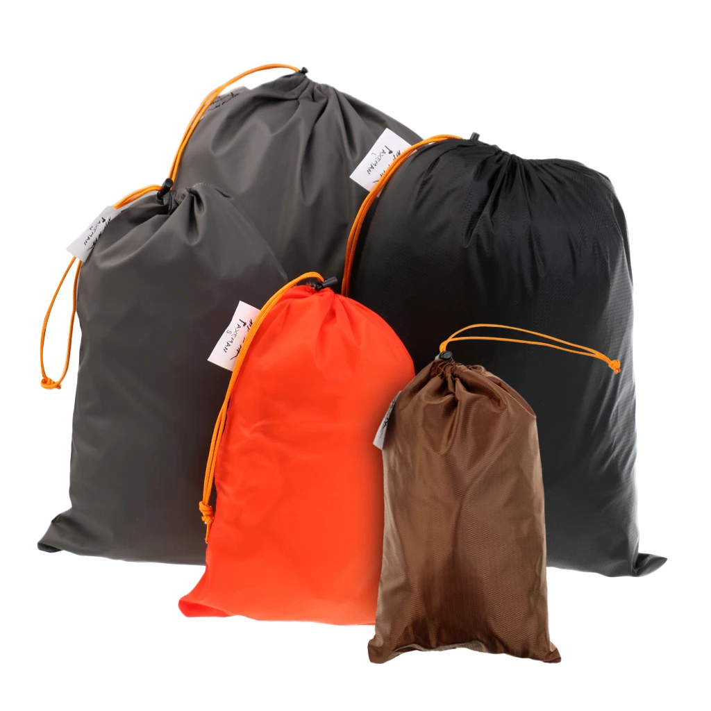 5 Pieces/ Set Drawstring Camping Travel Stuff Sack Reusable Durable Luggage Clothes Shoes Tools Storage Bag