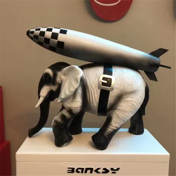 

Elephants in War Polystone Elephant Back Rocket Incense Burner Statue Action Figure Model Toy X3301