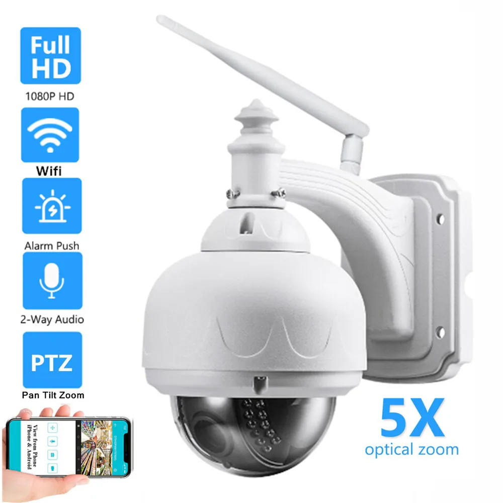 

2MP 5MP PTZ WIFI IP Camera Outdoor 5X Zoom Night vision Email Alarm 1080P Wireless P2P Security CCTV Camera Two Way Speak Audio