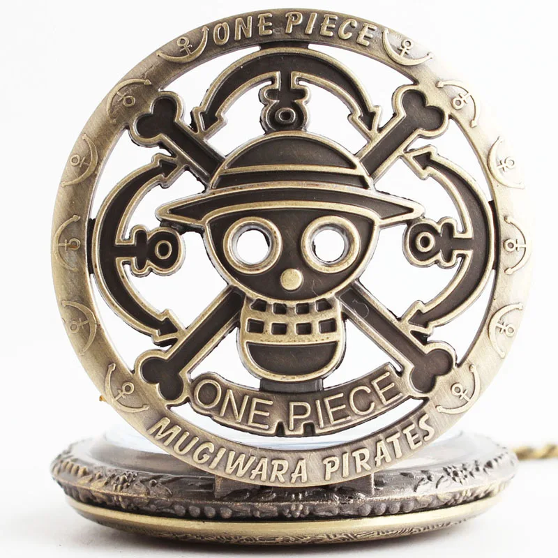 Карманные часы Аниме косплей мультфильм one piece тема Бронза Полые кварцевые карманные часы для мужчин/женщин ожерелье Chian подвески