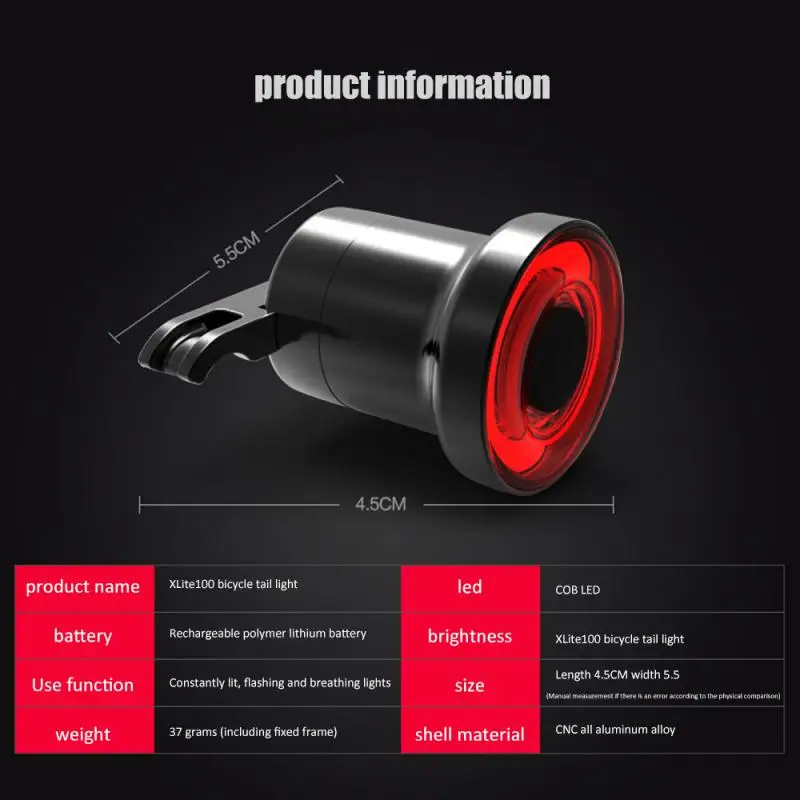 Велосипедный Водонепроницаемый умный тормозной светильник Sense LED USB горный