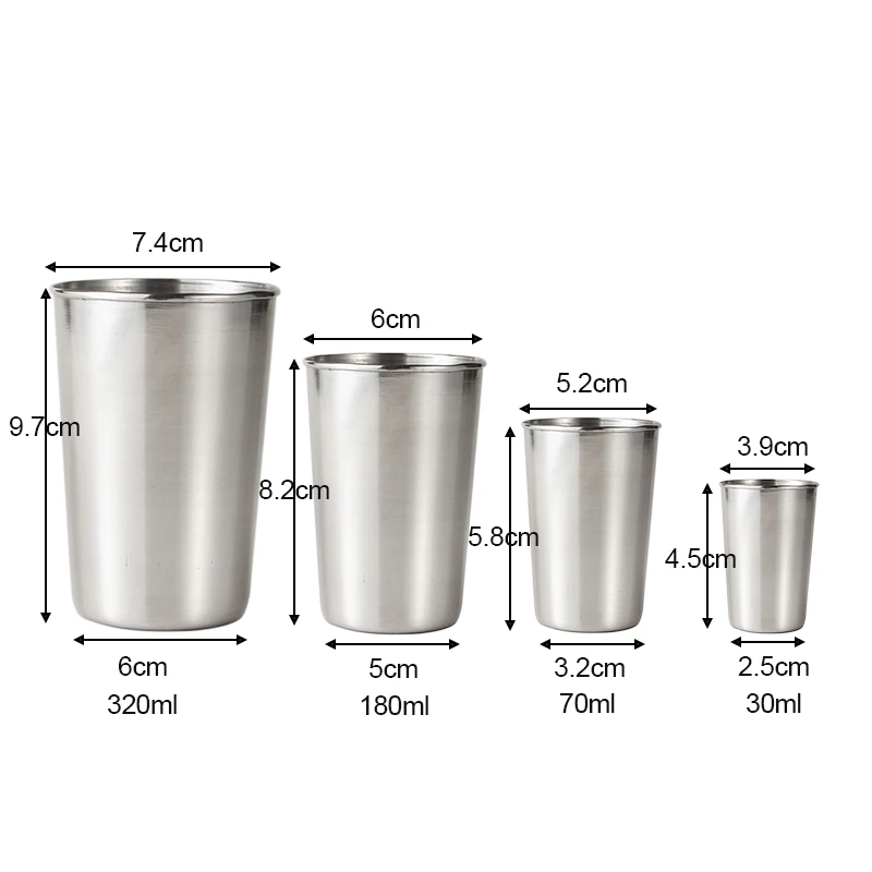 4Pcs 30ml/70ml/180ml/320ml Cups Outdoor Practical Travel Stainless Steel Cups Mini Set Glasses For Whisky Wine With Case Barware images - 6