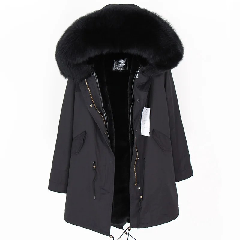 fur lined black parka
