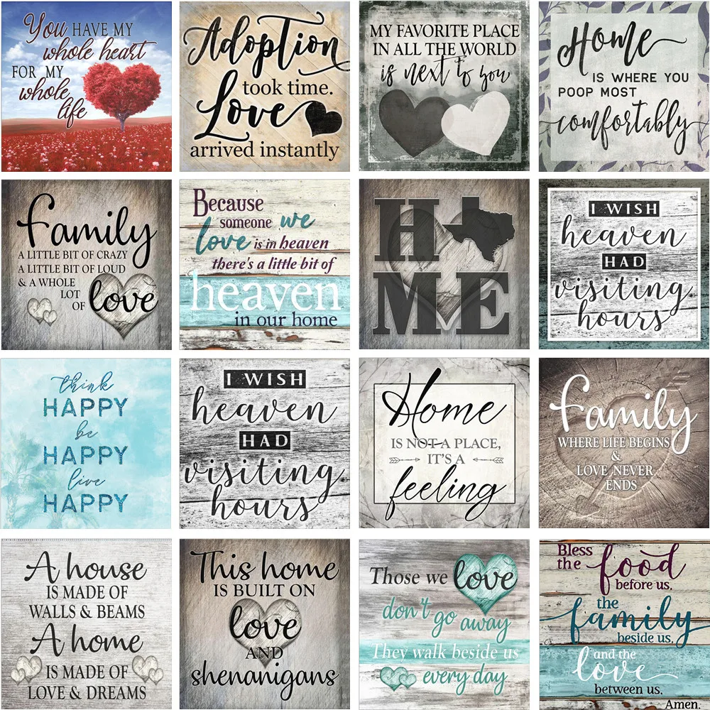 Алмазная живопись &quotсделай сам&quot семейные любовные буквы круглая 5D Вышивка