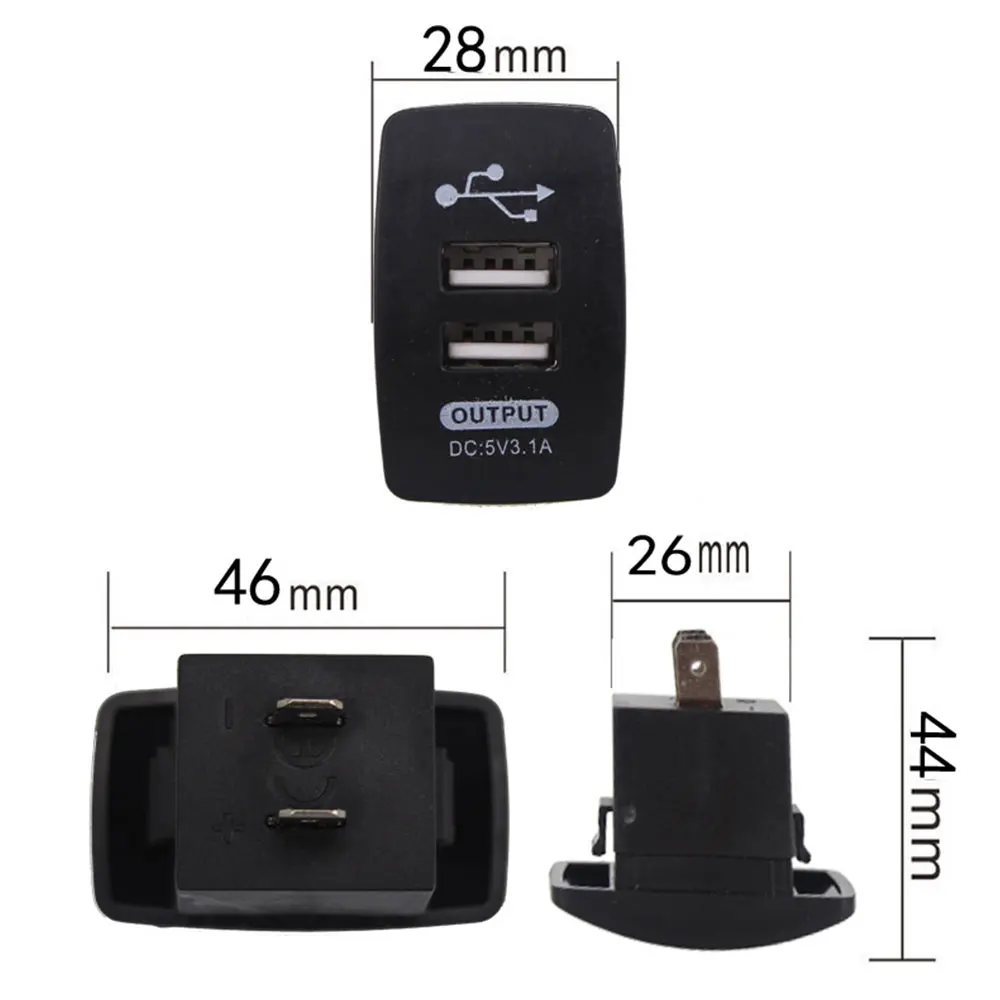 Черный USB зарядное устройство Автомобильное USB зарядное устройство рокер практичное автомобильное зарядное устройство для универсального
