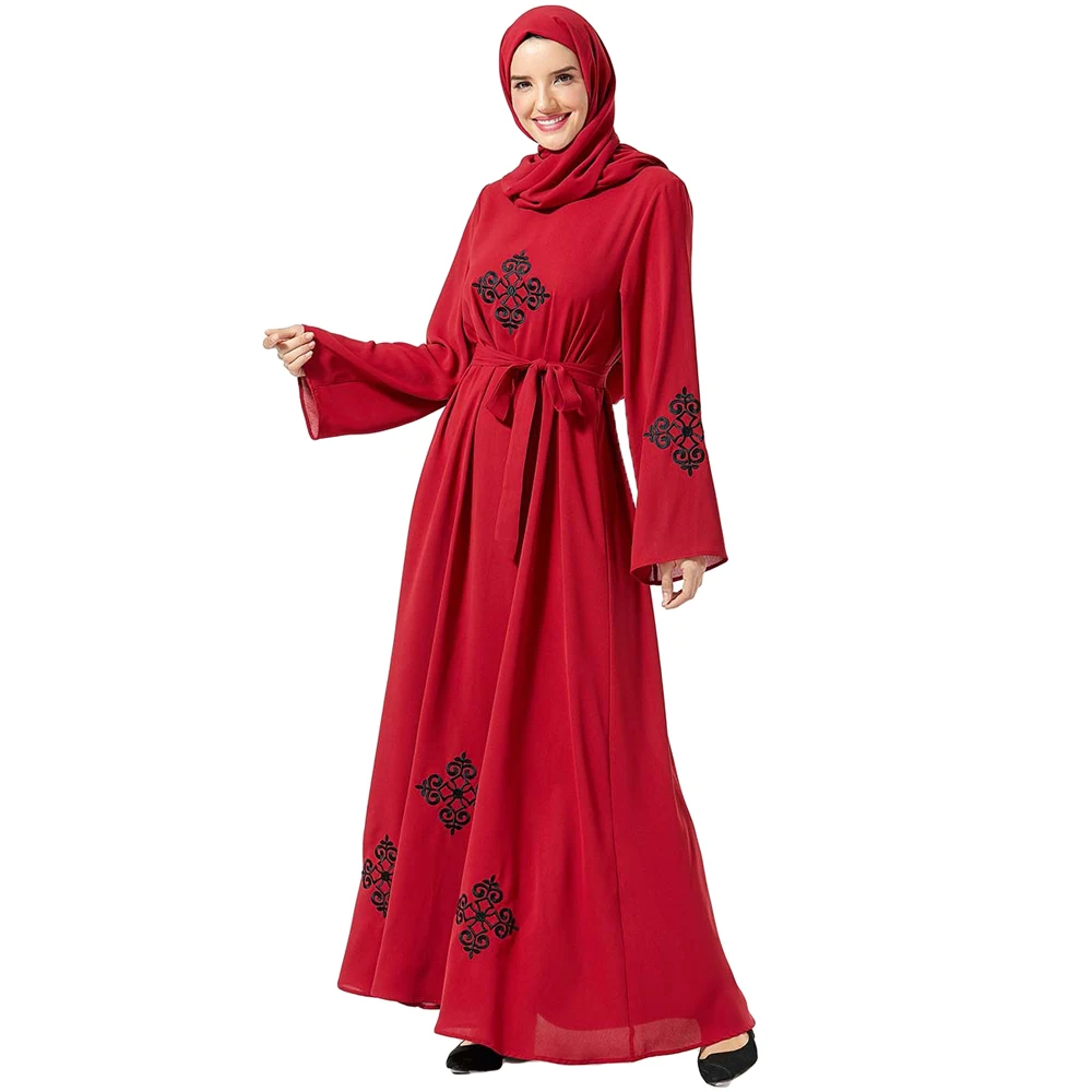 Dubai Women Muslim Maxi Dress Embroidery Abaya Kaftan Islamic Jilbab Cocktail Dresses Arab Elegant Ethnic Style Loose Dress Gown
