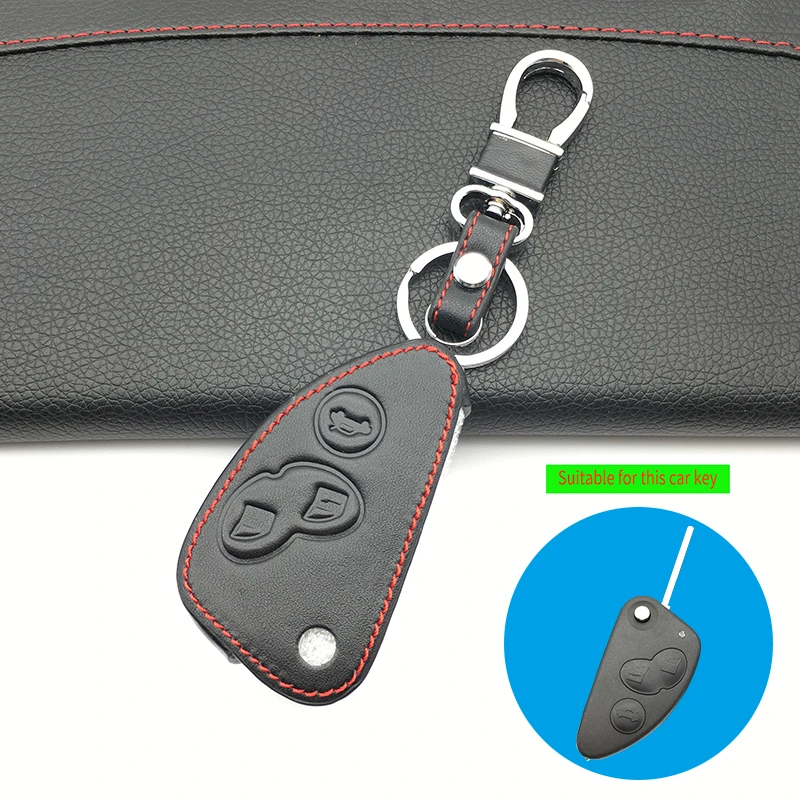 100% Leather Car Key Cover Fob Case For Alfa Romeo 147 156 166 GT JTD TS Remote Flip Jacket Wallet Bag Styling | Автомобили и
