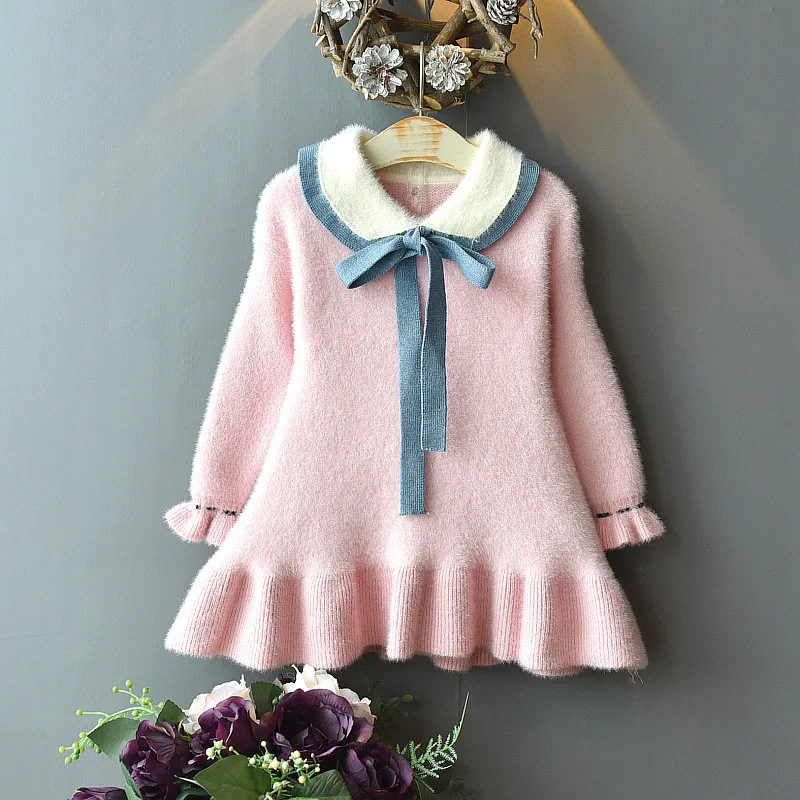 

2019 Autumn Girls chao yang Gas Princess Sweater Dress Immortal Baby Sweater Mid-length Full Body Dress