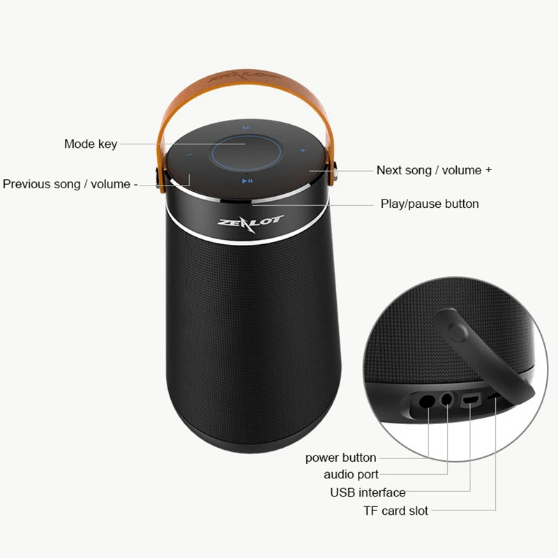 ZEALOT S21 Bluetooth динамик объемный громкий сабвуфер Портативный ручной карты открытый динамик