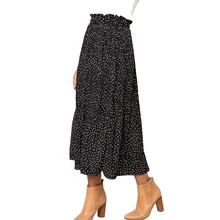 Уличная одежда весна лето Бохо юбки Повседневные женские ампир плиссированные винтажные юбки с карманами в горошек вечерние юбки M0396