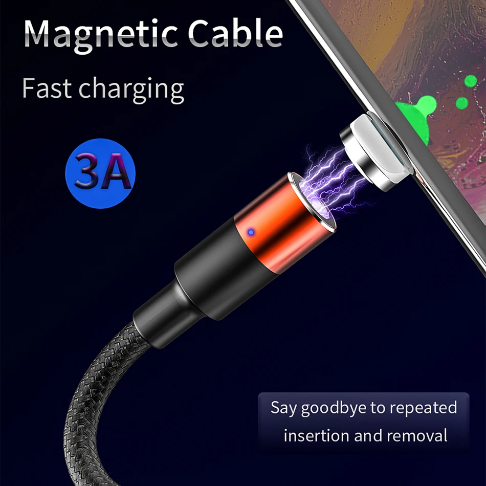 QC 3,0 Быстрая зарядка 3A Магнитный кабель type C Micro Usb быстрая зарядка Usb C светодиодный свет для iPhone Xiaomi huawei телефон 1 м