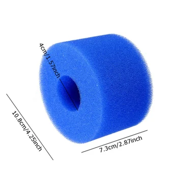 

2PCS Swim Pool Filter Sponge Foam Blue Reusable Paper Box Parts 10.8*7.3CM