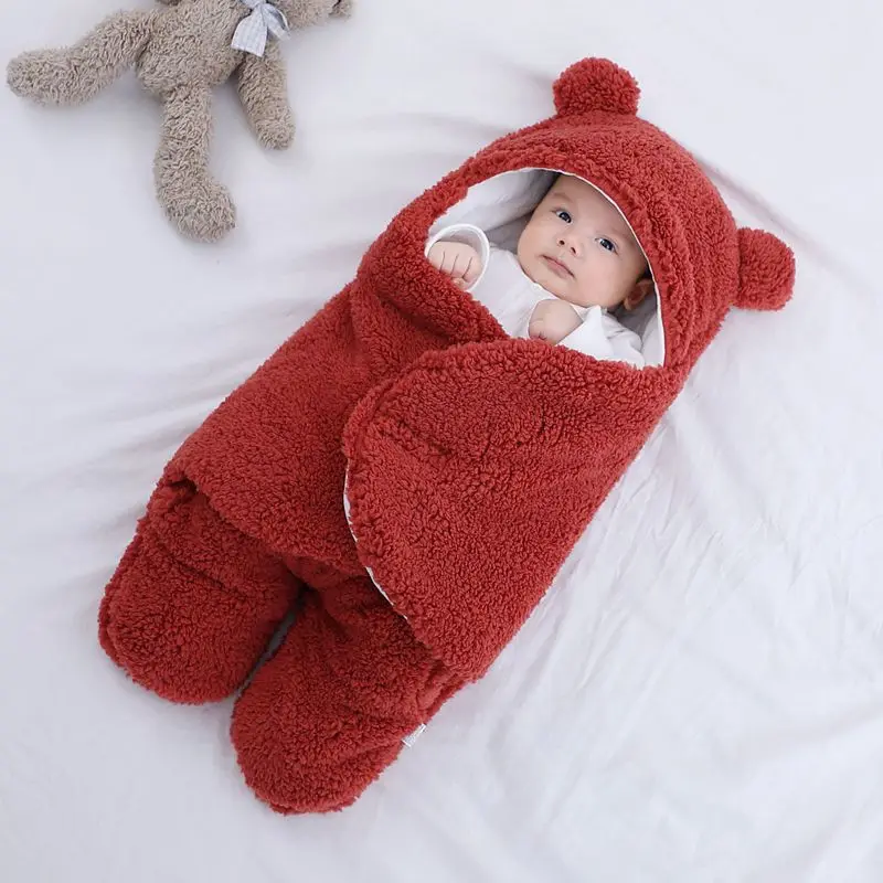 Baby Sleeping Bag Newborn Ultra-Soft Fluffy Fleece Receiving Infant Boys Girls Clothes Wrap Swaddle