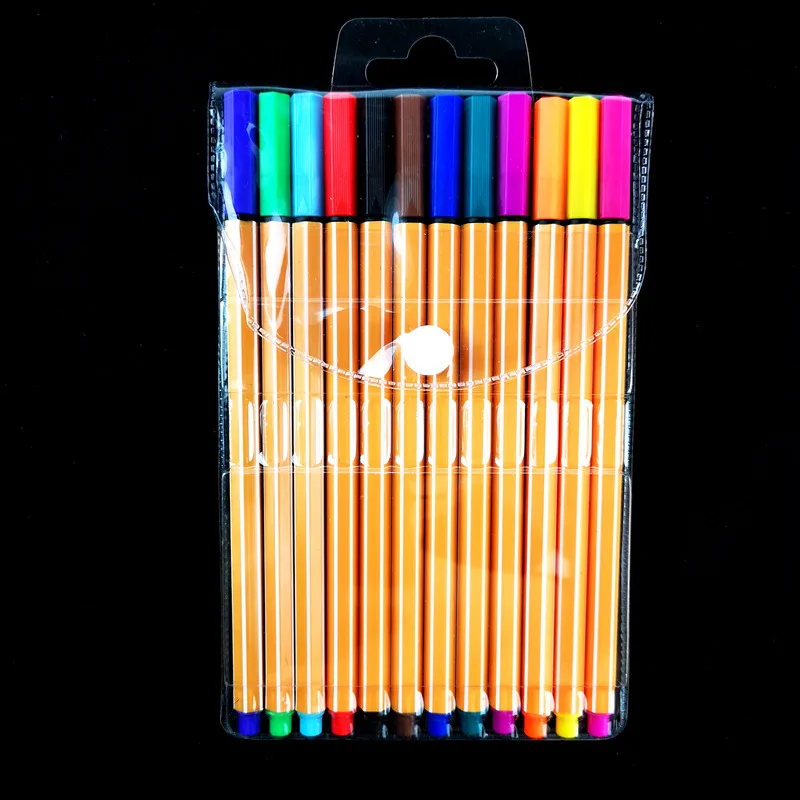 YDNZC 12 цветов/набор 0,4 мм Fineliner Art Mark ручка Акварельная ручка для рисования волоконная ручка для рисования - Цвет: Yellow-Packed