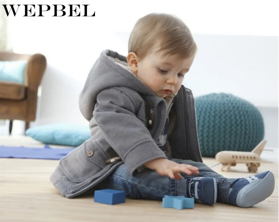 WEPBEL/куртка для маленьких мальчиков; осенне-зимняя одежда; цвет серый, коричневый; Верхняя одежда; пальто; хлопковая плотная детская одежда; детская одежда с капюшоном