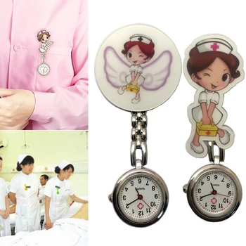 

Cute Nurse Quartz Chest Pocket Watch Cartoon Portable Round Dial Doctor Gift K2