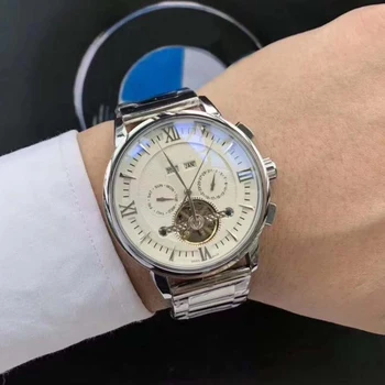 

2020 Skeleton silver case white dial men watch luxury Automatic self-wind Glass open back 1:1 AAA quality 29