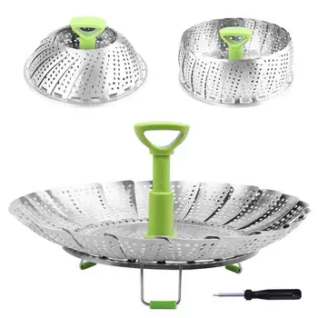 

Folding Dish Steam Stainless Steel Food Steamer Basket Mesh Vegetable Cooker Steamer Expandable Pannen Kitchen Tool
