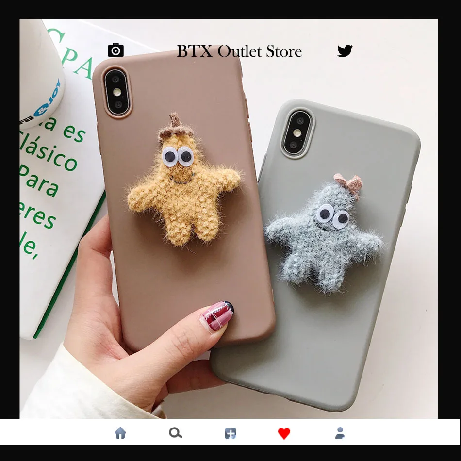 For Xiaomi Redmi Note 8 Pro K20 7 Cute 3D Plush Doll Starfish Bear DIY Case 5 6 4x Plus Soft Cover |