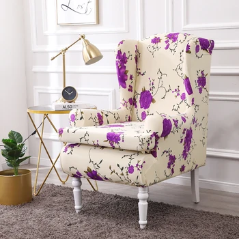 

2-Piece Chair Slipcovers Spandex Stretch Sofa Covers With Arms Printing Fabric Furniture Protector