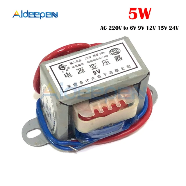 Transformateur De Courant Alternatif De Type Ei 5w 220v À 6v/9v/12v/15v/18v/24v,  Tension D'entrée Unique 220v, 2 Lignes En Cuivre - Transformateurs -  AliExpress