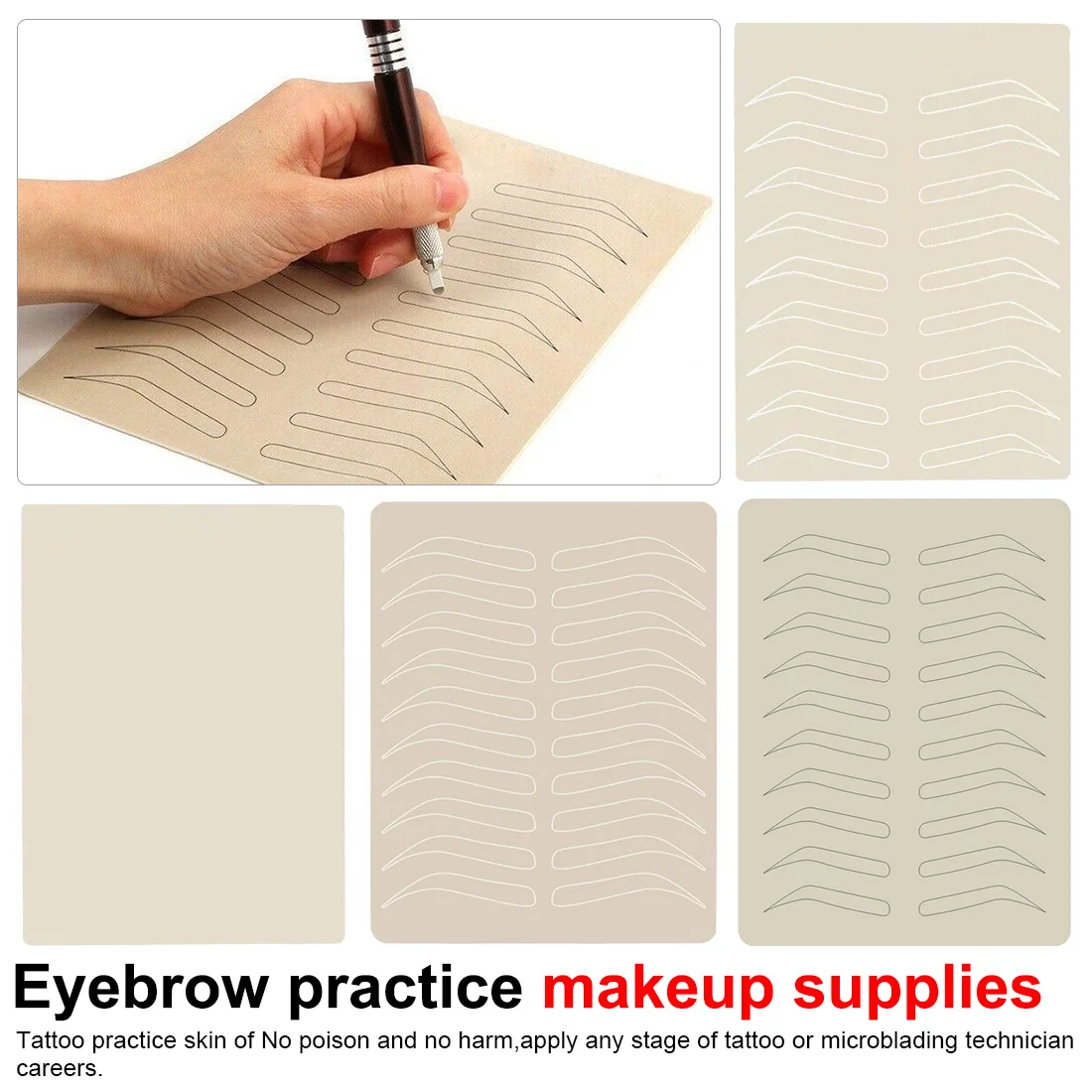 

Makeup Eyebrow Training Skin 1pcs Tattoo Eyebrow Practice Skin Eyebrow Cosmetic Permanent Tattoo Supplies No Ink Needed