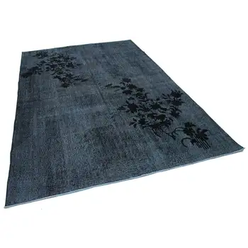

213x305 Cm Black Handmade Over Dyed Rug-7x10 Ft
