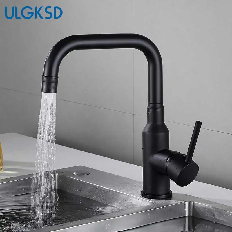 ULGKSD Kitchen Faucets Deck Mounted Hot Cold Water Mixer Basin sink Taps 2 Water Mode Swivel Spout Single Handle Mixer Tap