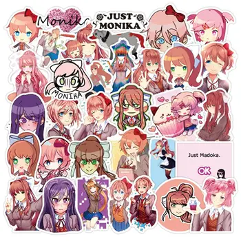 

Hot 50Pcs/set Game Doki Doki Literature Club Stickers Monika Stickers For Laptop Phone Luggage Skateboard Kids Sticker Toys