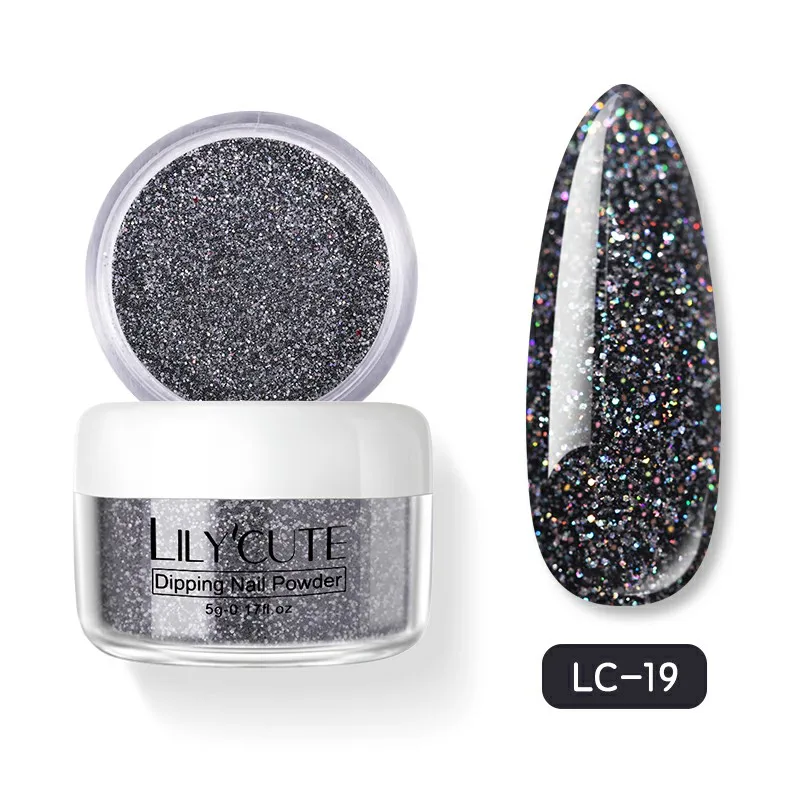 Holographic LC-19 LILYCUTE 4 шт./компл. голографическая погружения ногтей Блеск порошок Наборы градиент Французский ногтей порошок красочные натуральный сухой лак для ногтей пигмента - Цвет: Holographic LC-19