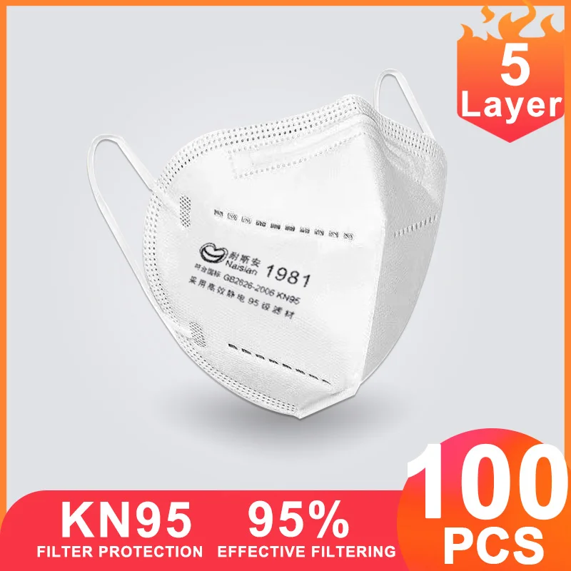 

KN95 Disposable Face Masks 100pcs Anti Influenza Mask Respirator Mouth Protective Mask Filter Facemasks mascarilla fpp2 ffp2 N95