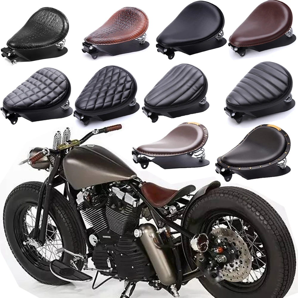 Universal Moto Bobber Motorfiets Solo Seat Chopper Zadel Vintage Kussen Onderdelen Voor Harley Davidson Ijzer 883 Sportster Softail