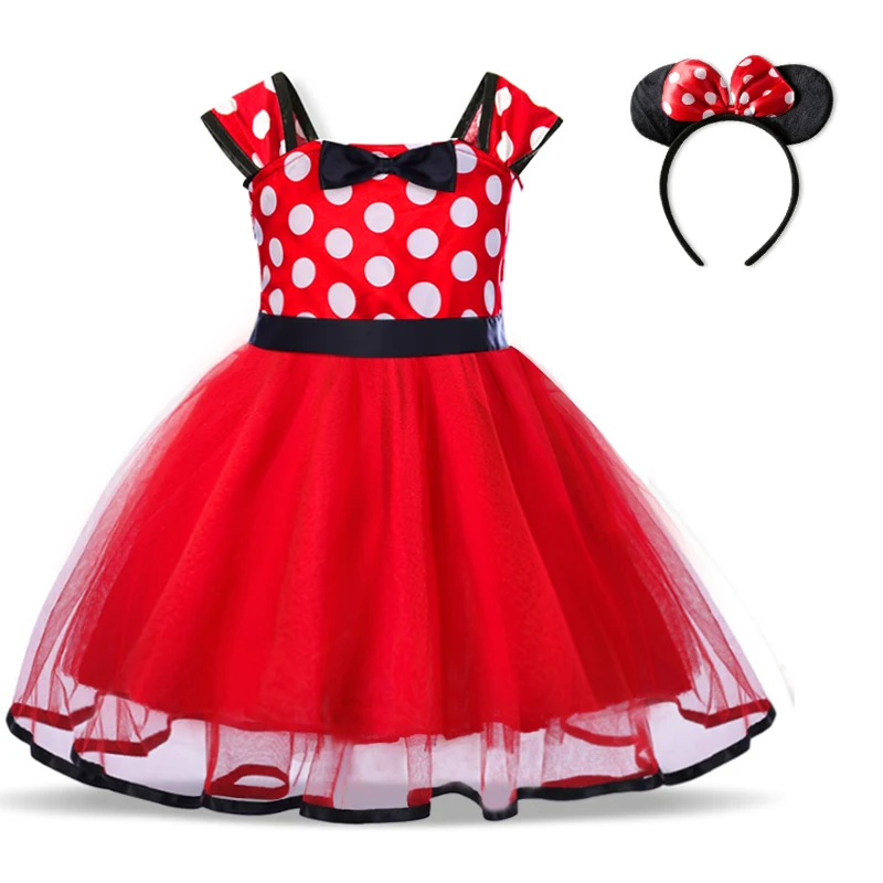 Baby 1 Year Mini Mouse Dress For Girl 1st Birthday Party Tutu Dots Outfits Kids Dresses Fancy Dresses Infant Clothing Vestidos - Цвет: Red 1